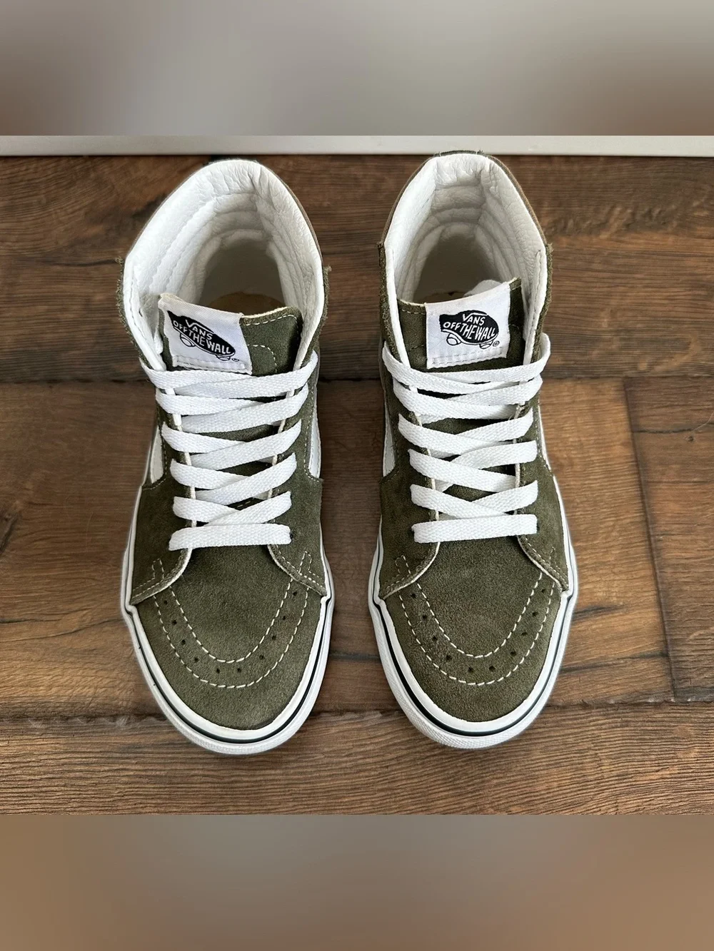 Vans Sk8-Hi Olive Green Suede High Top Sneakers Kids Size 2 EUC